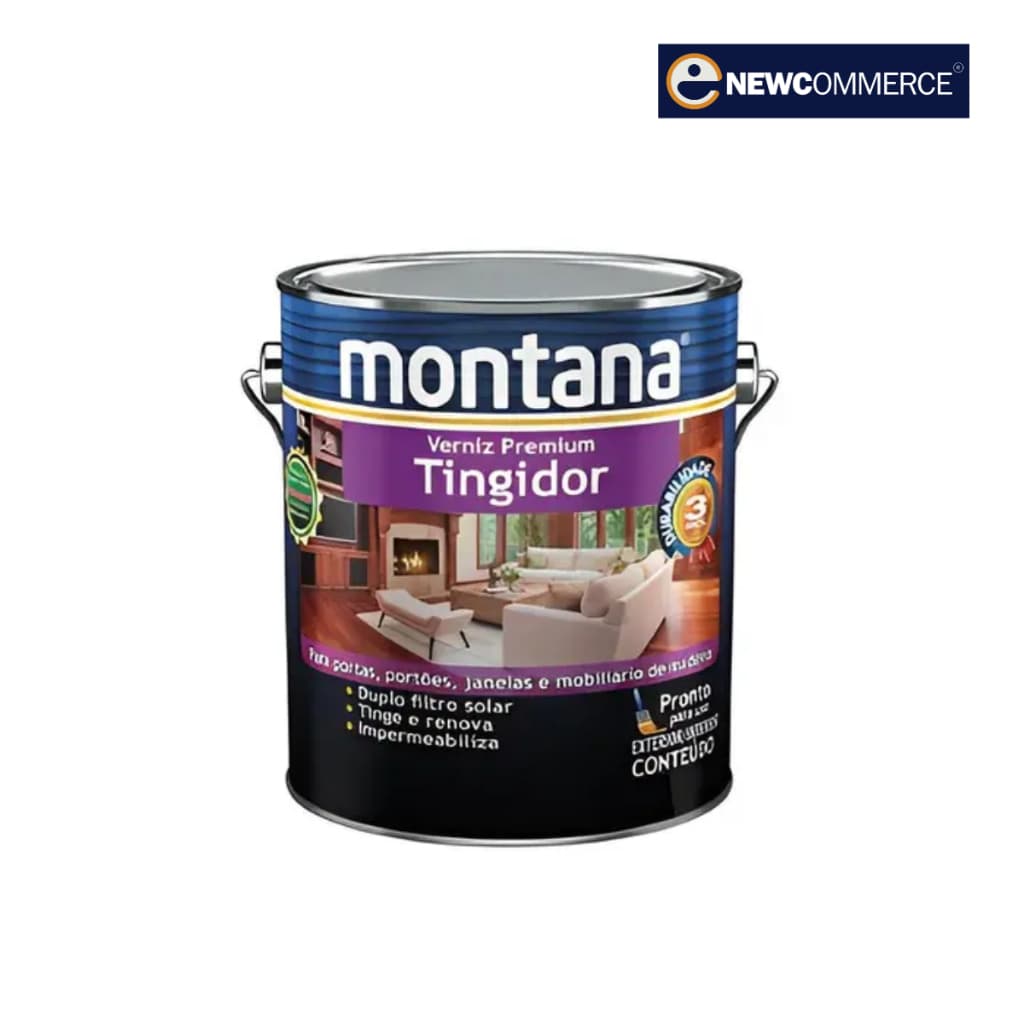Verniz Premium Tingidor Madeira Acetinado/Brilhante 900ml/3,6L- Montana