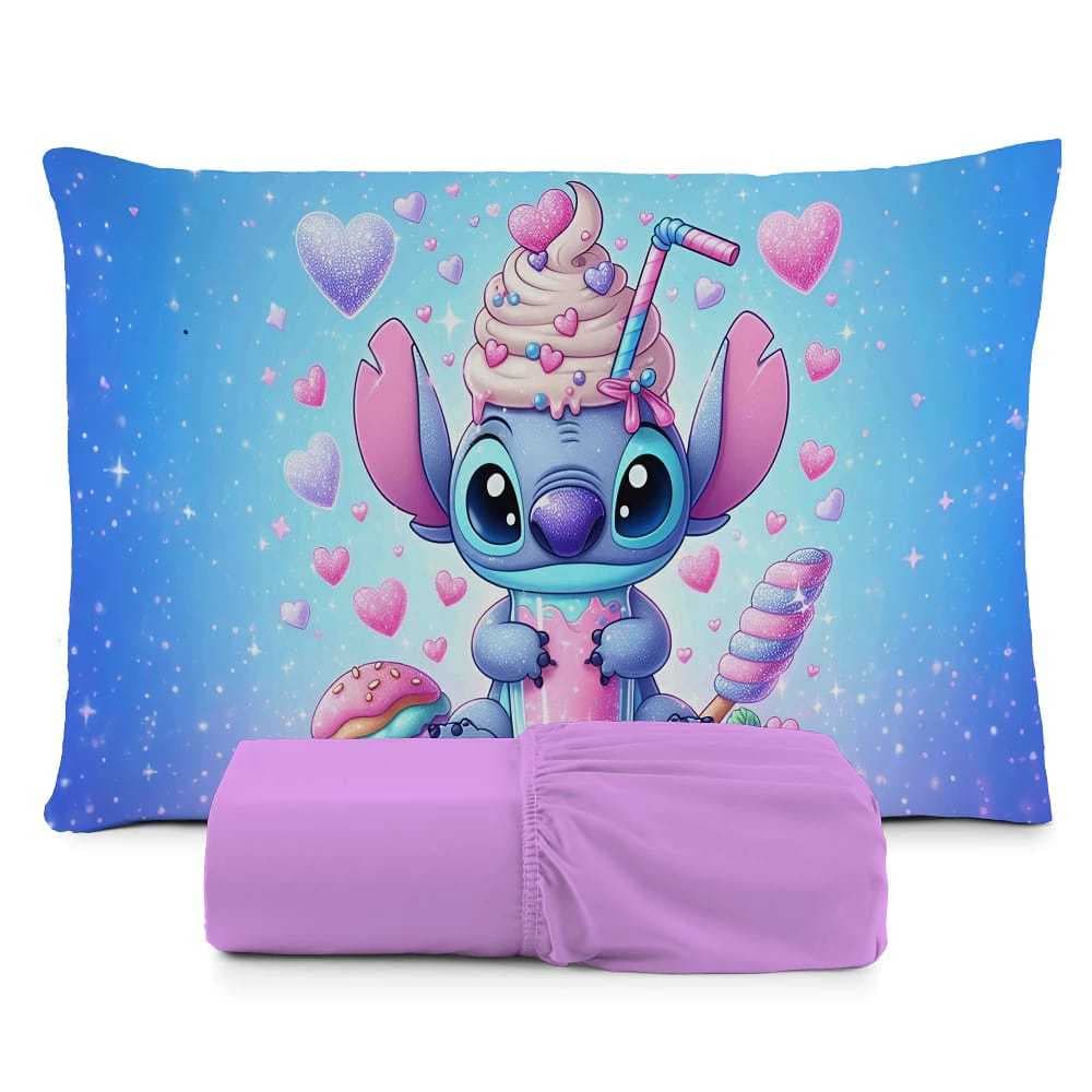 Jogo de Lençol solteiro de luxo Stitch milk shake lençol com elástico solteiro