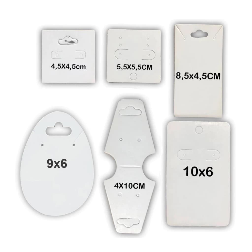 KIT 600 Peças Tag Cartela longa Brinco furo - Branco