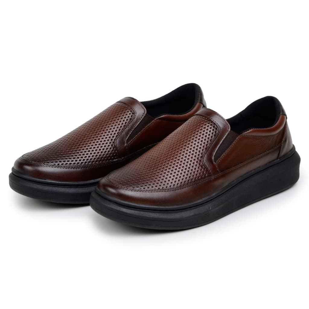 Tênis Masculino Sapato Iate Slip-on Moderno Casual 100% Em Couro Legitimo Estampado