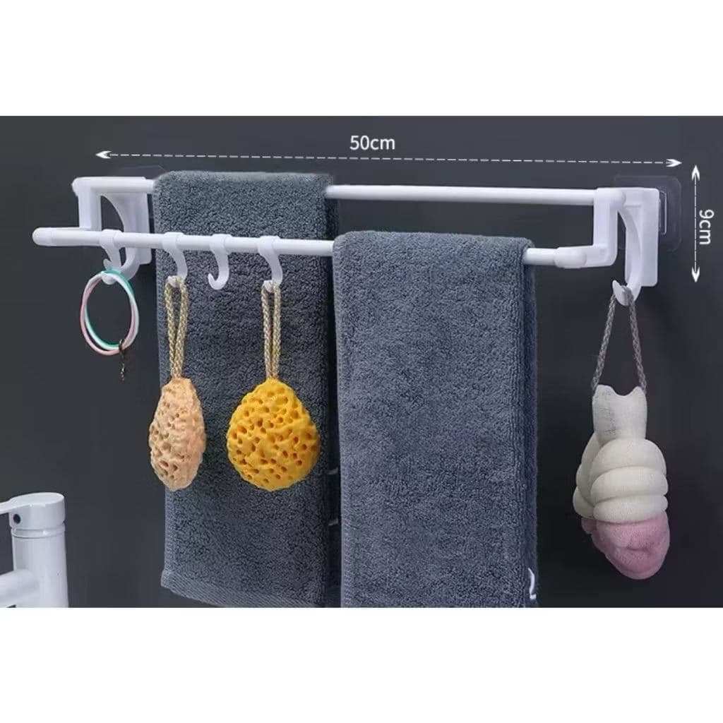 Porta Toalha Duplo Multiuso Para Banheiro Cozinha Com Suporte e Adesivo