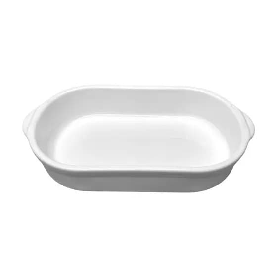 Travessa Branca 750ml Plastica Alacarte Ceramica Porcelana Grossa Resistente Assadeira Oval Porções