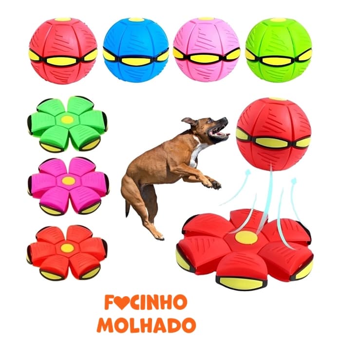 Brinquedo Pet Bola Mágica com LED Pet Ball Transformável Disco Futurista Frisbee Voador para Cães