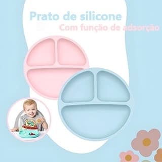 Prato Infantil de Silicone com Ventosa