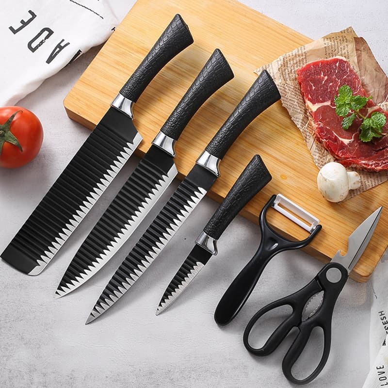 Jogo kit Facas Tabua Descascador Tesoura Profissional Cozinha- Faqueiro Gourmet Faca de Churrasco