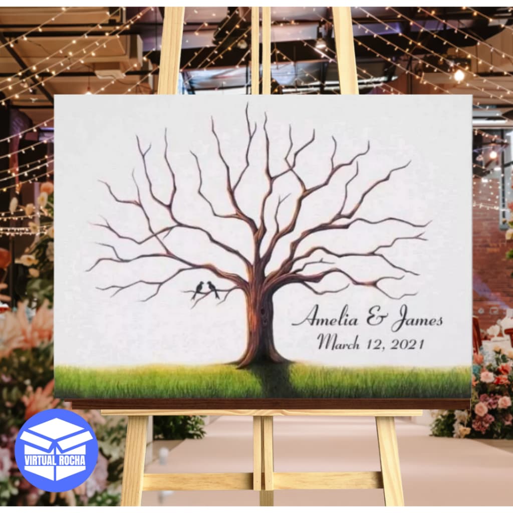 Quadro Decorativo Casamento Arvore Digitais Bem Vindos Mdf