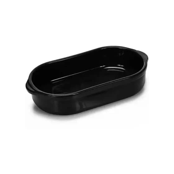 Travessa Preta 750ML Plastica Alacarte Ceramica Porcelana Grossa Resistente Assadeira Oval Porções