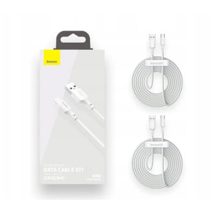 Baseus Kit 2 Cabos USB Tipo-c Reforçados Simple Wisdom 5a 1.5m Samsung Android Xiaomi