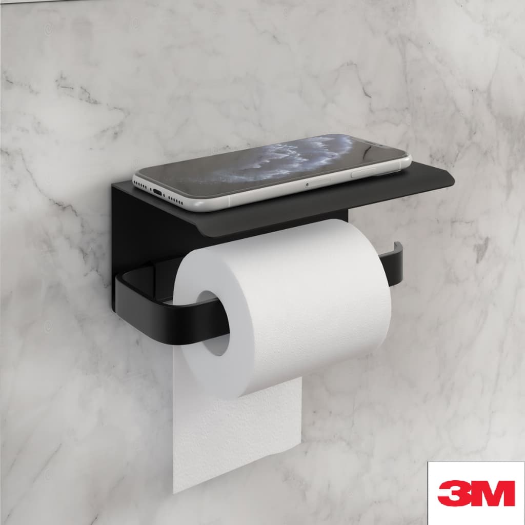Porta Papel Higiênico Com Suporte Celular Fixação Adesiva 3M