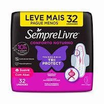 Absorvente Sempre Livre Conforto Noturno Leve + pague - Suave com abas Pacote com 32 unidades