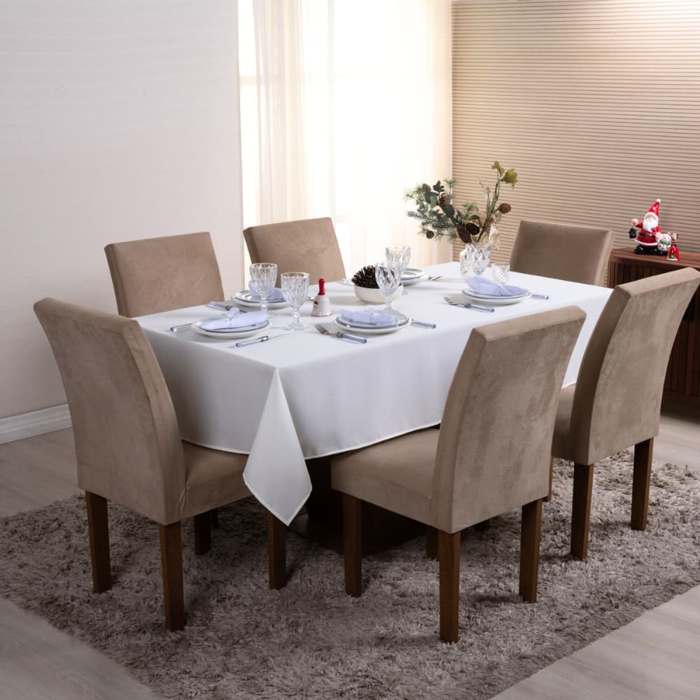 Toalha de Mesa Basic 1 Peça 3,00m x 1,40m 10 Lugares 100% Poliéster Tecido Oxford