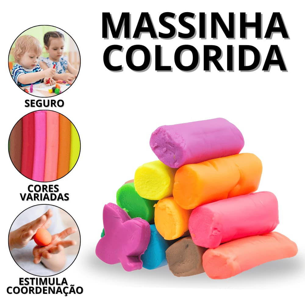 Massinha De Modelar Infantil Kit Massa de Modela Massinhas Coloridas  Brinquedos Criança Bebê