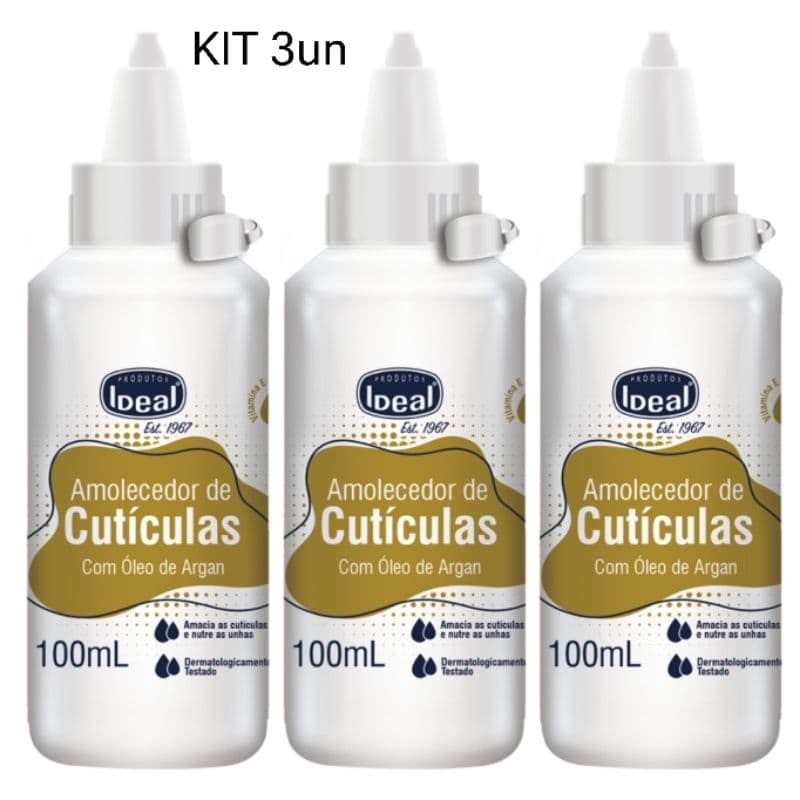 Kit 3 Amolecedor De Cutículas Ideal Óleo Argan 100ml