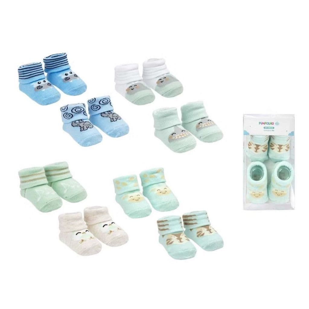 Kit meias com 2 Pares Recém Nascido RN Unissex Pimpolho criança MENINO E MENINA