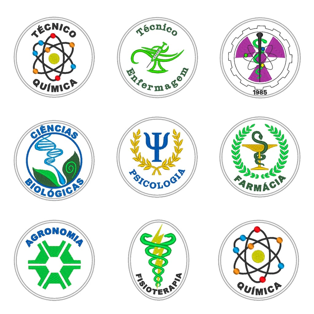 Patch Aplique Bordado Profissões Logomarca Termocolante para Jalecos