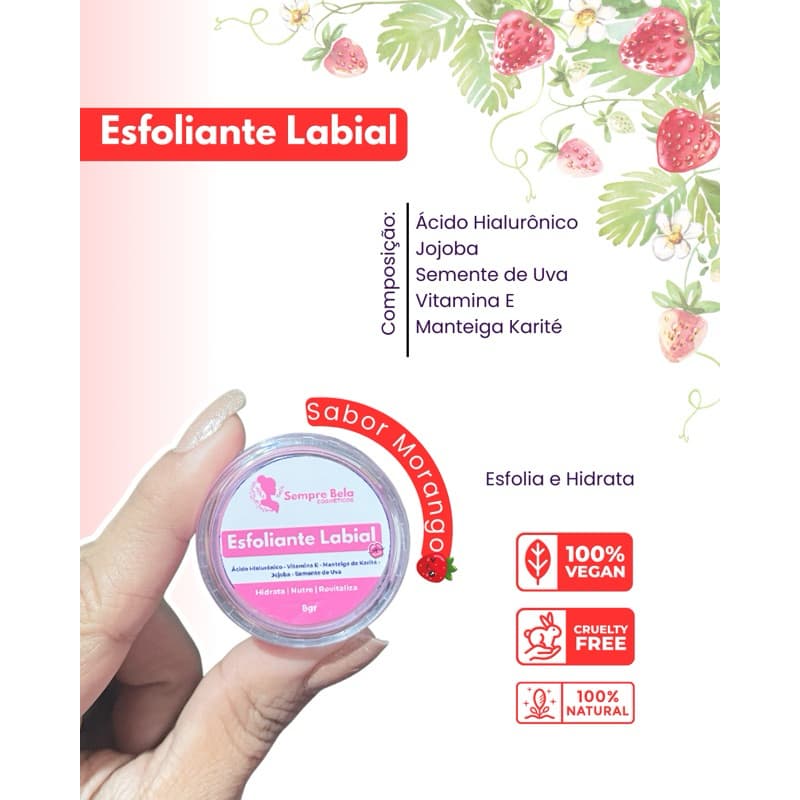 Esfoliante Labial Sempre Bela 10gr | Natural e Vegano | Sugar Lips