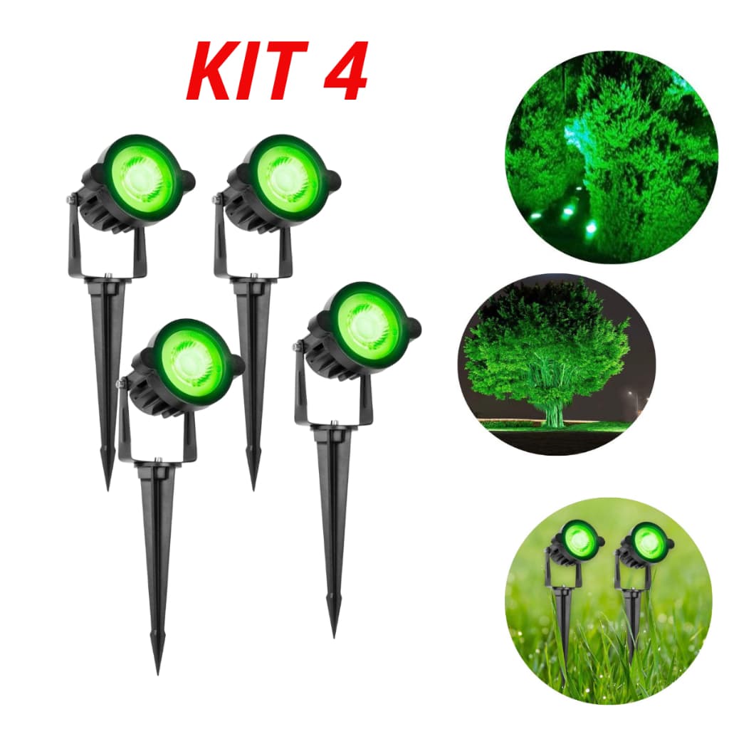 LUMINÁRIA ESPETO LUZ DE JARDIM VERDE COB LED 7W GRAMA GRAMADO QUINTAL ARVORE CONDOMINIO NOTA FISCAL