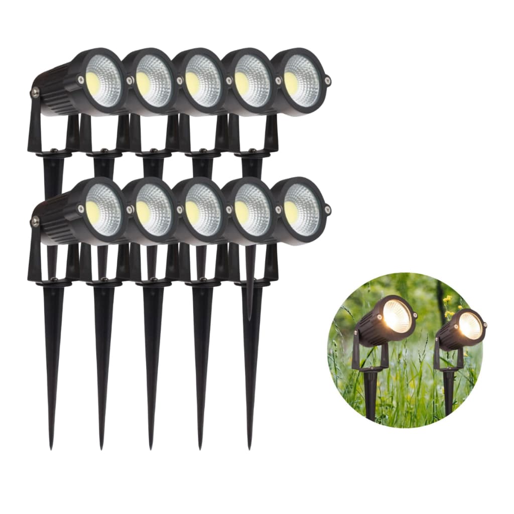 Luminária Espeto De Jardim Branco Quente Cob Led 7w Grama Gramado Quintal Efeito Arvore
