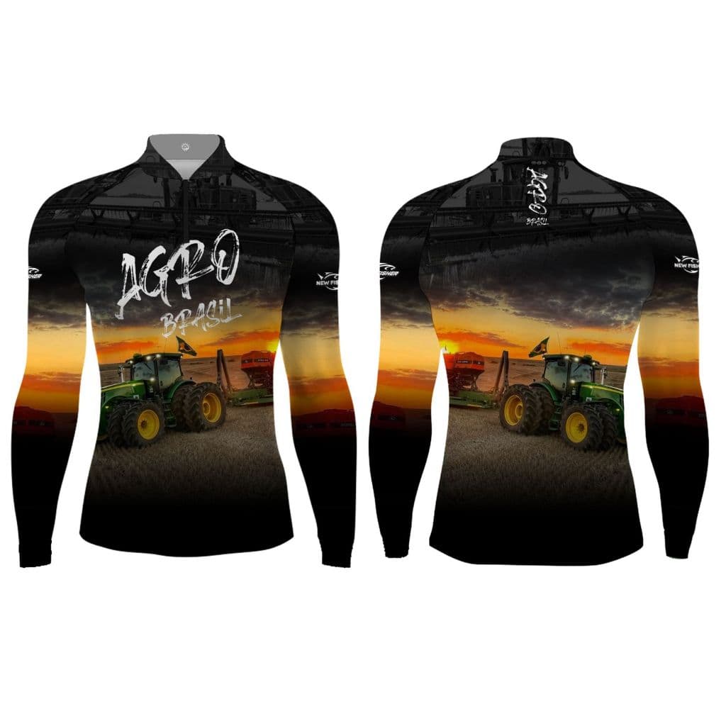 Camisa Camiseta de Pesca Agro Gola Zíper Proteção Solar UV New Fisher - NF33