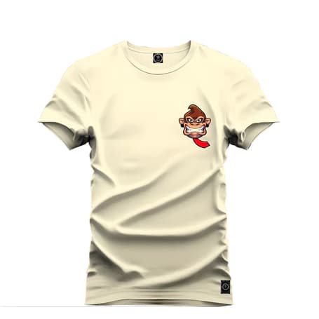 Camiseta Unissex Algodão Estampada Premium Confortável Gorila Gravata Peito