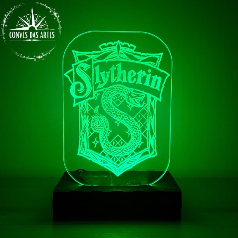 Luminária Personalizada Harry Potter/Sonserina/Slytherin/Hogwarts/HP