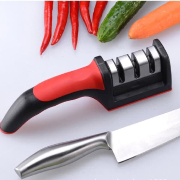 Amolador Afiador De Facas Em Aço Inox Profissional Com 3 Afiadores Profissional 21.5x5,8x5,1 CM