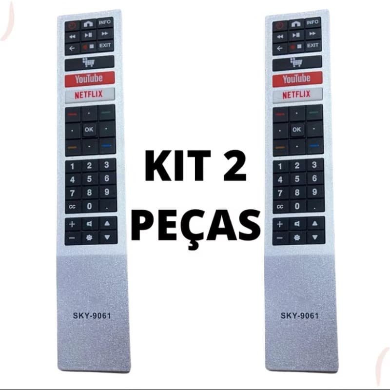 KIT 2 CONTROLE REMOTO PARA TV AOC Led Smart 4k Full Hd Netflix Youtube