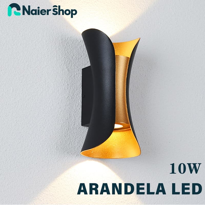 Arandela LED Lâmpada de Parede IP65 Luz Amarela Quente 10W para Ambientes Internos e Externos Bivolt
