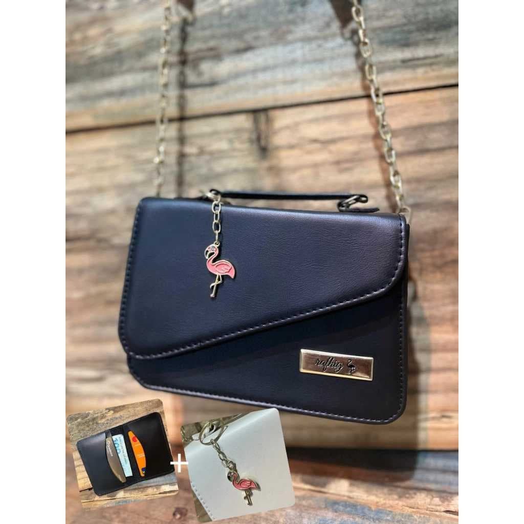 Bolsa Casual Media Transversal de Onbro Reforçada Rafhig + Chaveiro + Porta Cartão Feminino/feminina