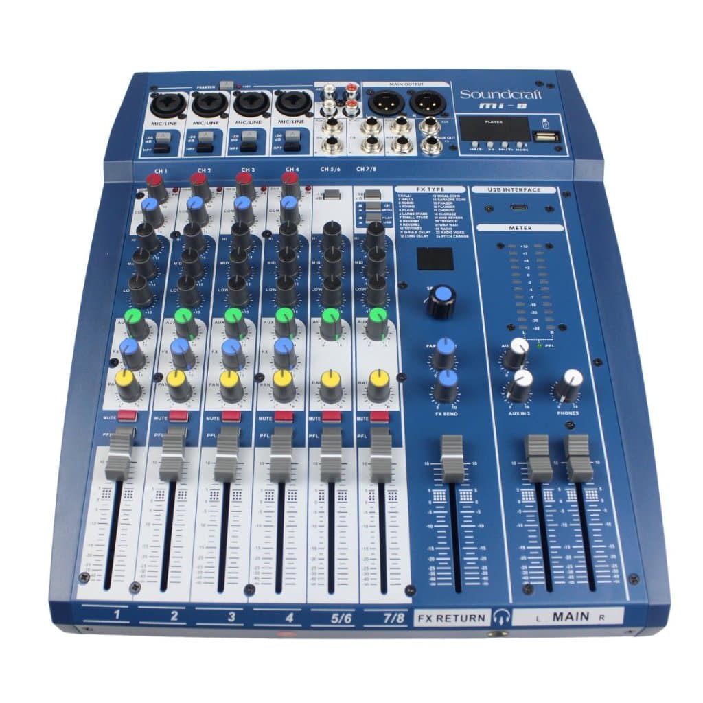 Mesa de Som Soundcraft MI-8 Profissional 8 Canais Com Efeito