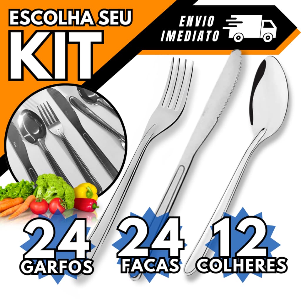 Garfos Facas Colheres Kit 60 peças Talheres Aço Inox Qualidade Faqueiro Cozinha Louça Atacado