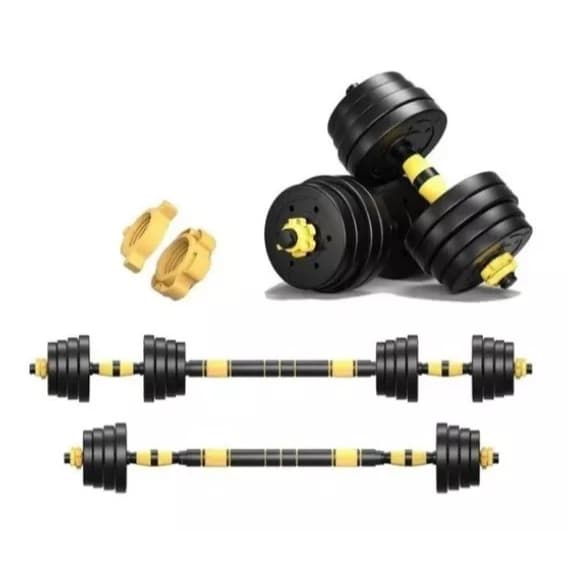 Kit Halteres Fitness 20kg Com Barra Central - Beel Pro Fit H08