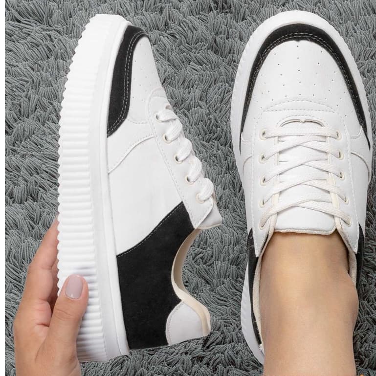 Tênis Feminino Plataforma Casual Moda Modesta Leve Confortável Ref:1024