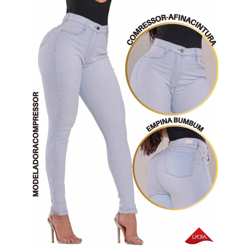 Calça Jeans Feminina Skinny Modeladora Clarinha Cintura Alta Com Muita Lycra
