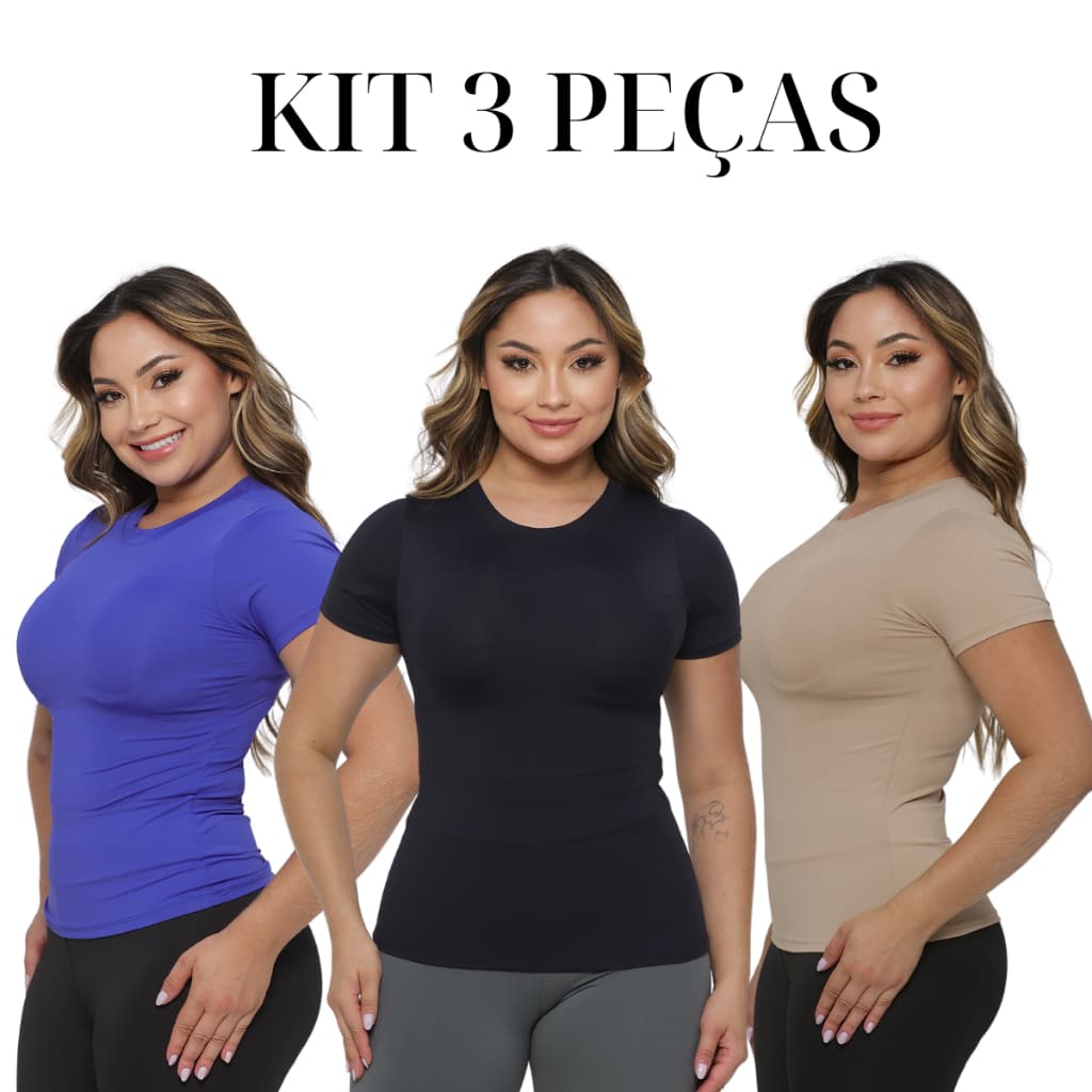 Kit 3 Camisas Feminina Camisas Suplex Academia