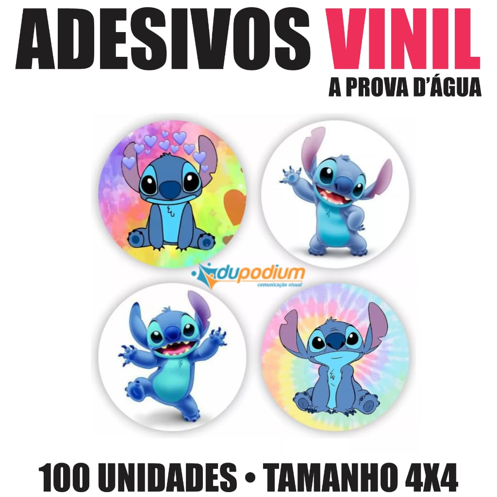 100 Etiquetas Adesivas Lilo e Stitch Angel Personalizado | Adesivo Redondo 4x4 | Vários Modelos