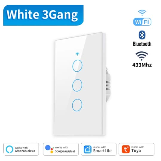 Interruptor Touch Inteligente Wifi + Rf 433 MHz de 1 2 3 e 4 Teclas Alexa Google Smart Tuya