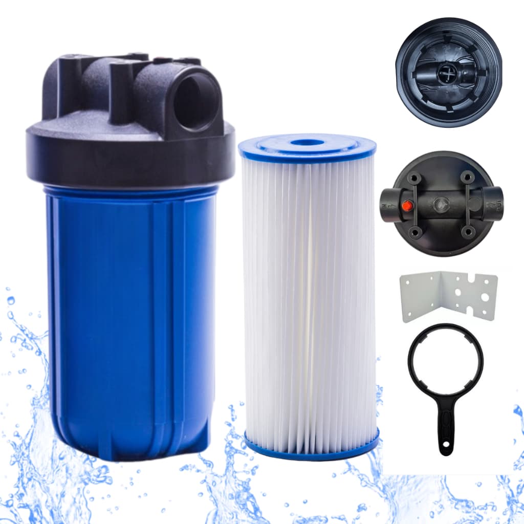 Kit Completo Filtro de água Plissado Lavável Big Blue 10" Alta vazão 3.000L com chave