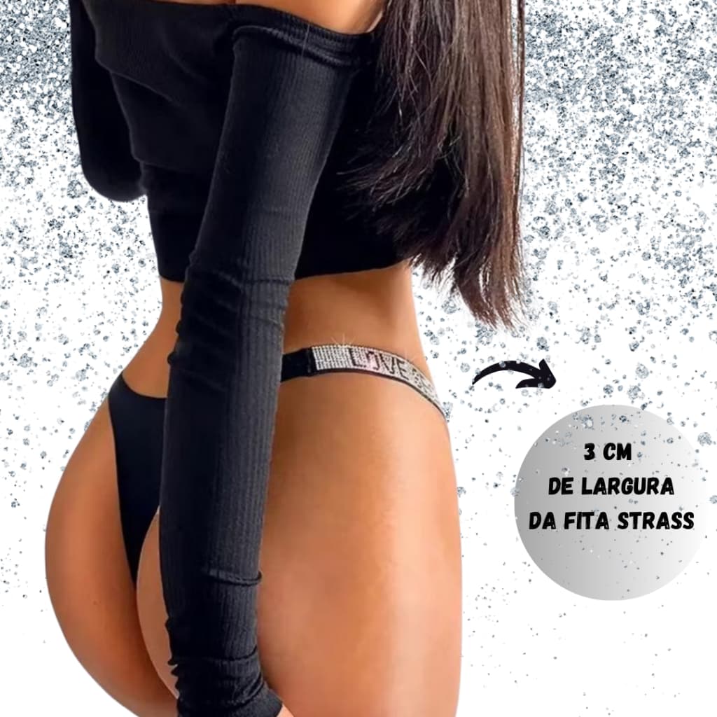 Kit Calcinha Fio Dental Com Strass Brilho Feminina Sem Costura Confortável