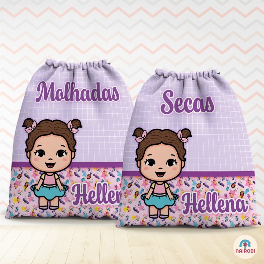 kit saquinho Roupa Limpa e suja/Saquinho organizador/Saquinho de Tecido Personalizado/ Volta às aulas - tam. 29x38cm