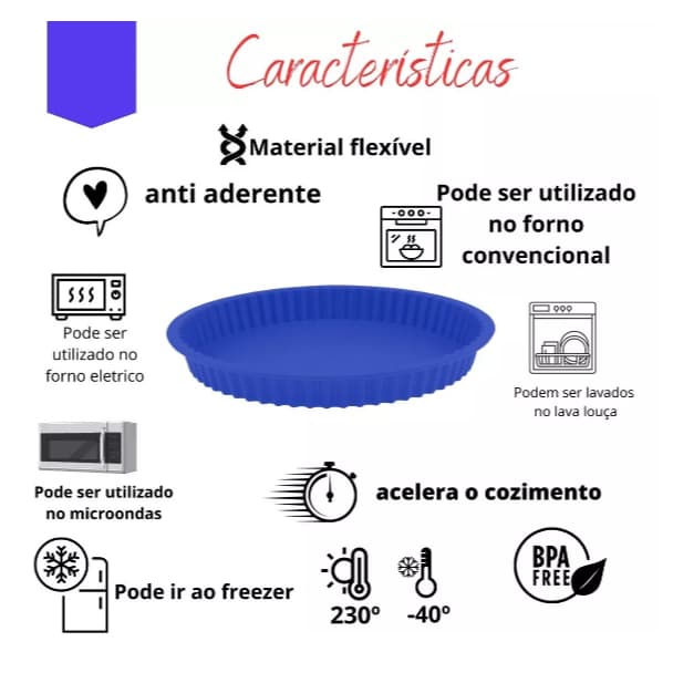 Forma para Torta em Silicone Azul com Design Funcional e Antiaderente