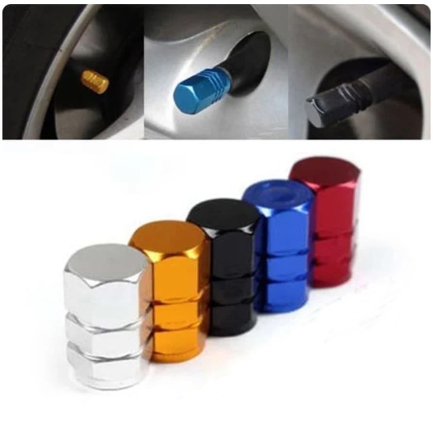 Kit 4 Bicos Tampas Válvula De Pneu De Moto Carro Colorido