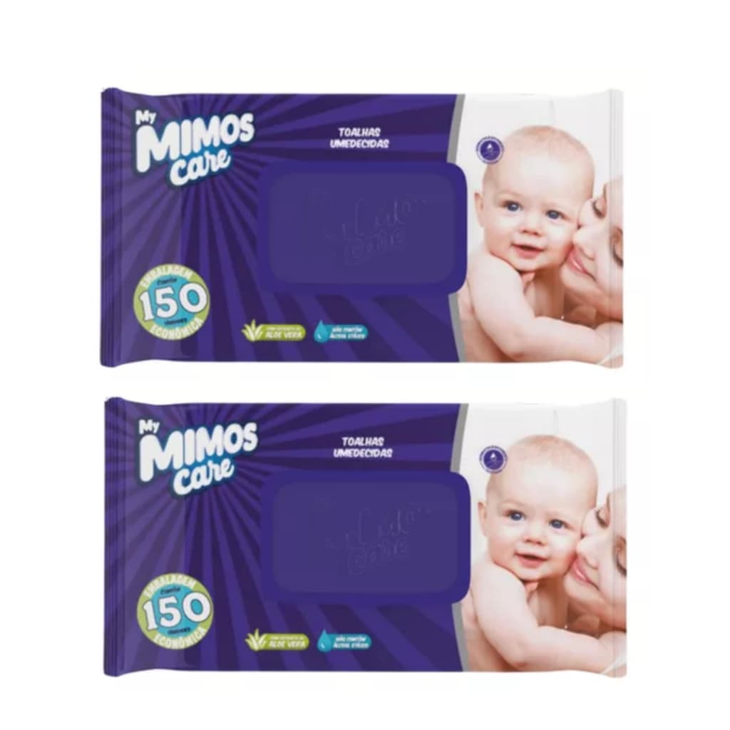Kit 2 Lenços Umedecidos My Mimos Care 300un Sem Álcool Atacado