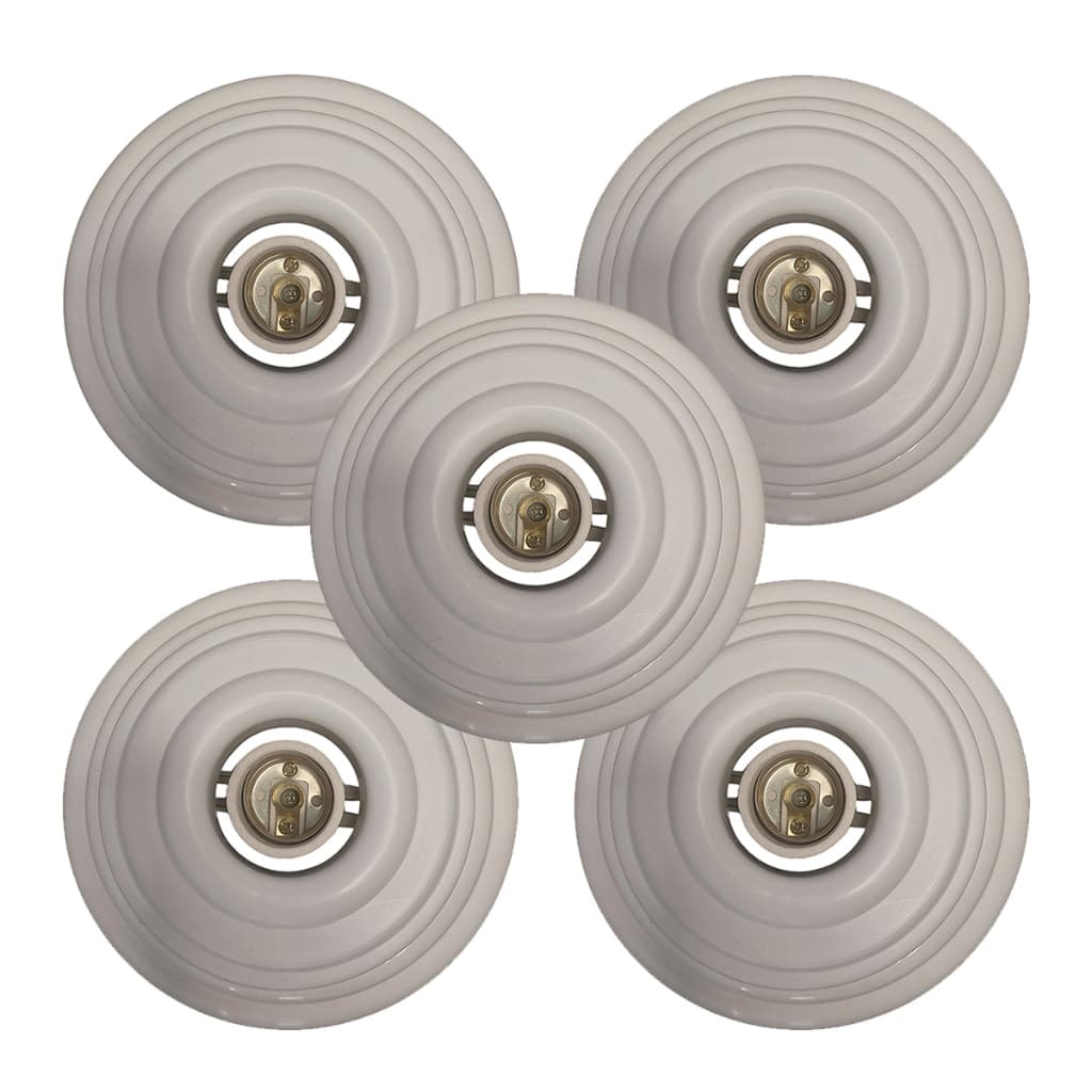 Kit C/ 5 Plafonier Redondo Branco Suporte P/ Lâmpada 100w Soquete Trava 250v Plafon Iluminação Globo