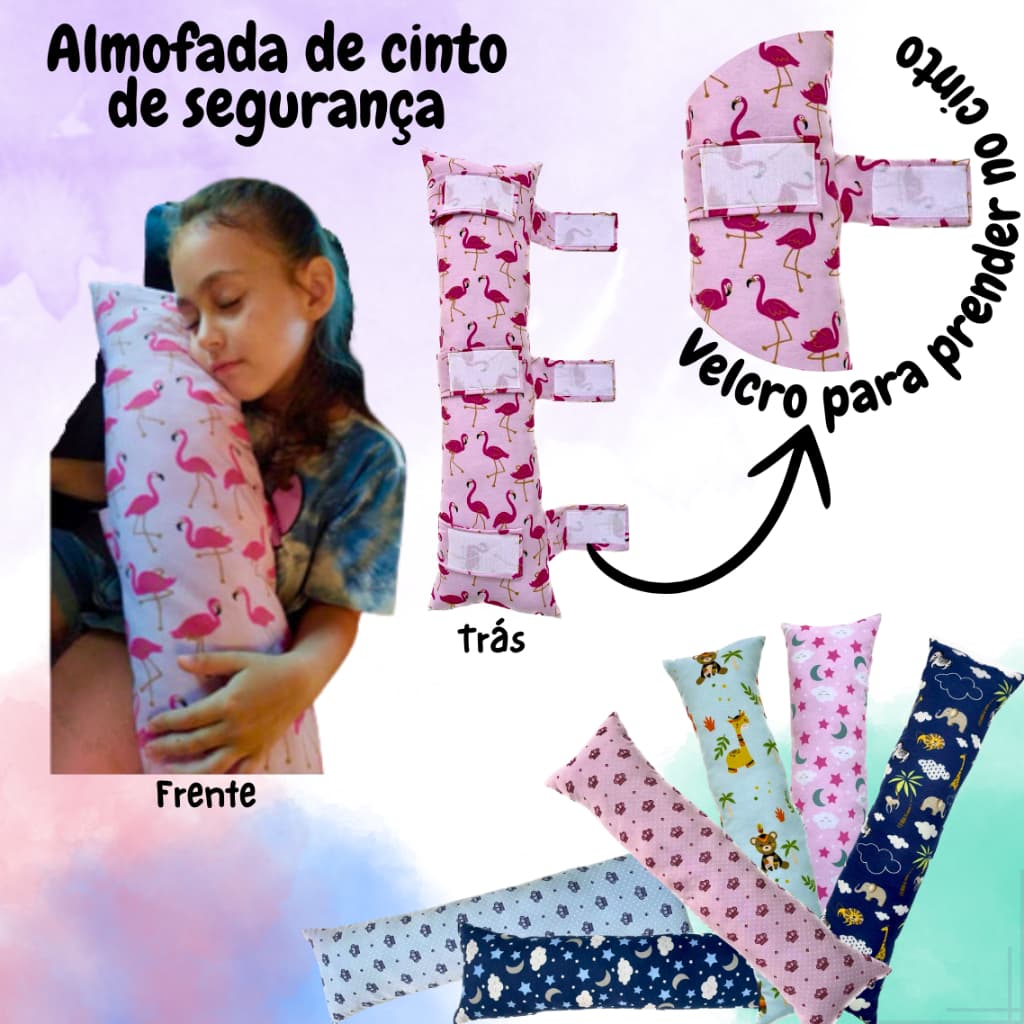 Almofada Protetor Cinto Segurança Infantil Descanso Conforto para cabeça pescoço Antialérgico