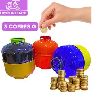 Kit 3 Cofrinho Grande Botijao Plastico Diversas Cores