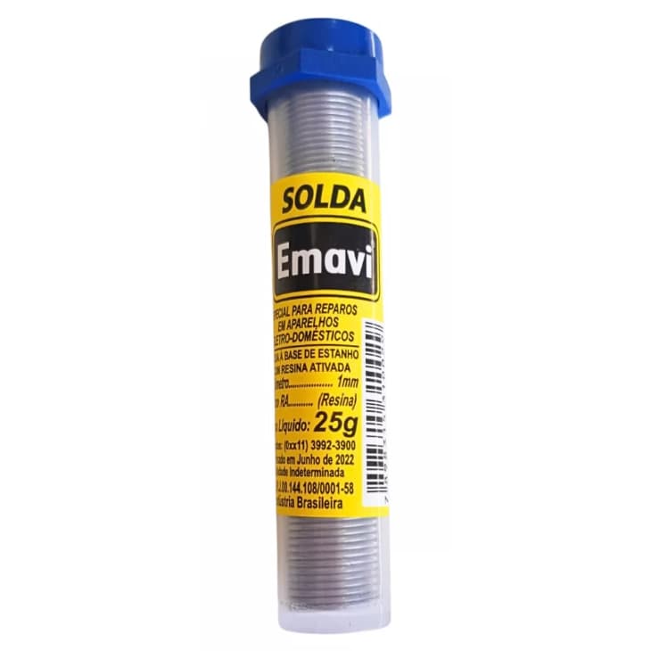 Solda Estanho Emavi Para Eletrônica Tubo 25g 1mm N/A Premium