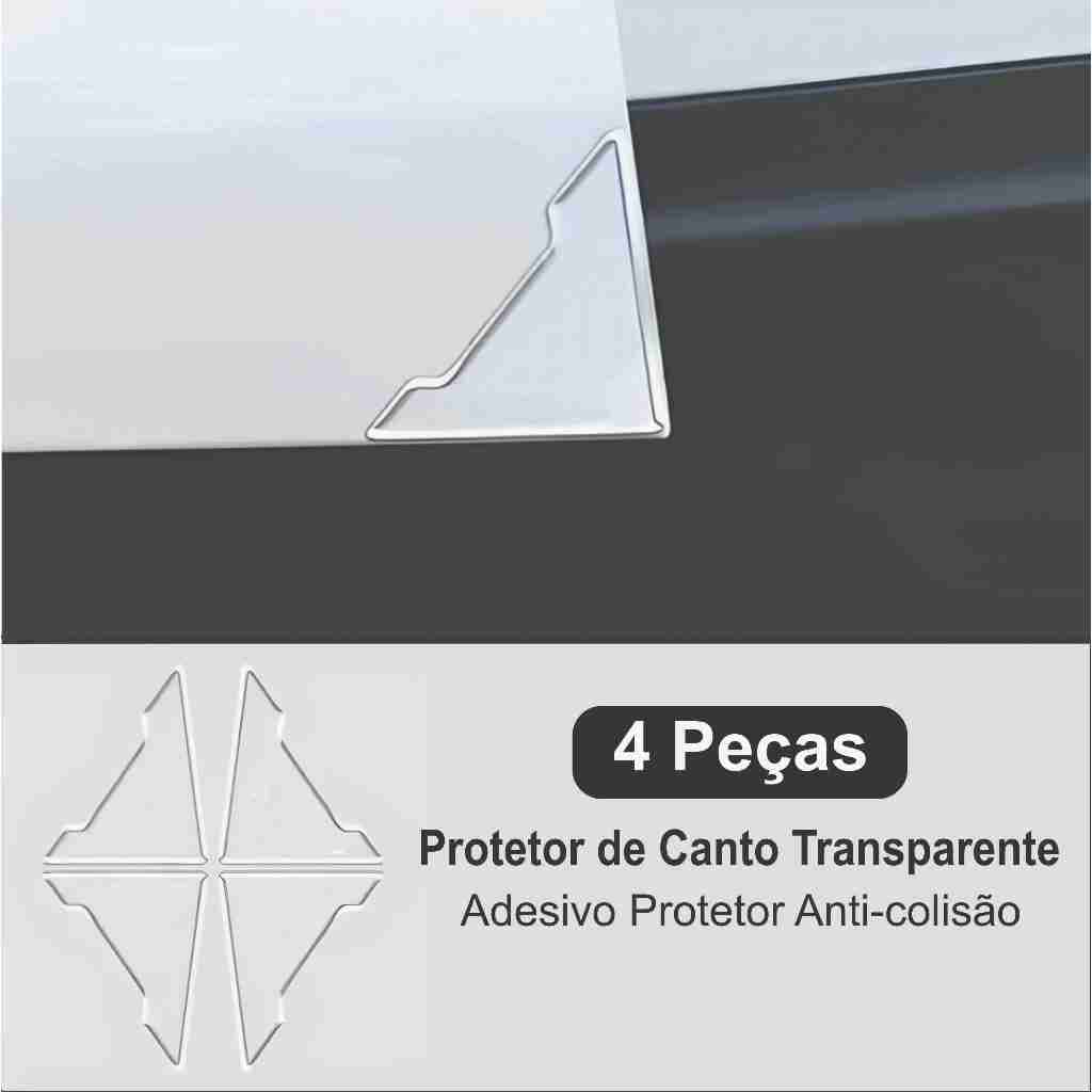 Kit 04 Unidades Protetor Canto de Porta Triangular Universal Todos os Carros Resinado Alto Relevo 3D