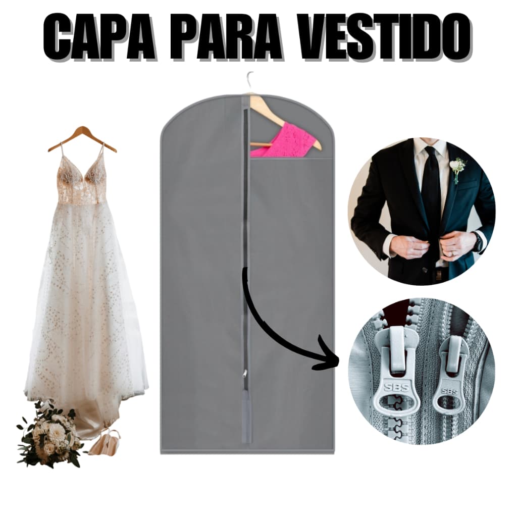 Capa Protetora para Vestidos e Roupas Longas AntiMofo Terno Blazers