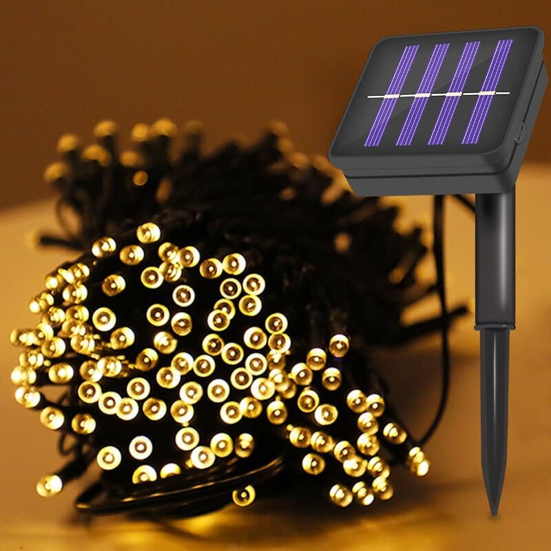 Solar 200 Leds 20m Cordão Luzes Enfeite Natal Externo 8 Funções Prova D'água Decoração Iluminação